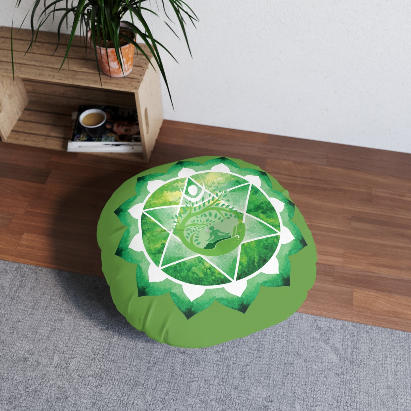 Green Tree Mandala Meditation Cushion