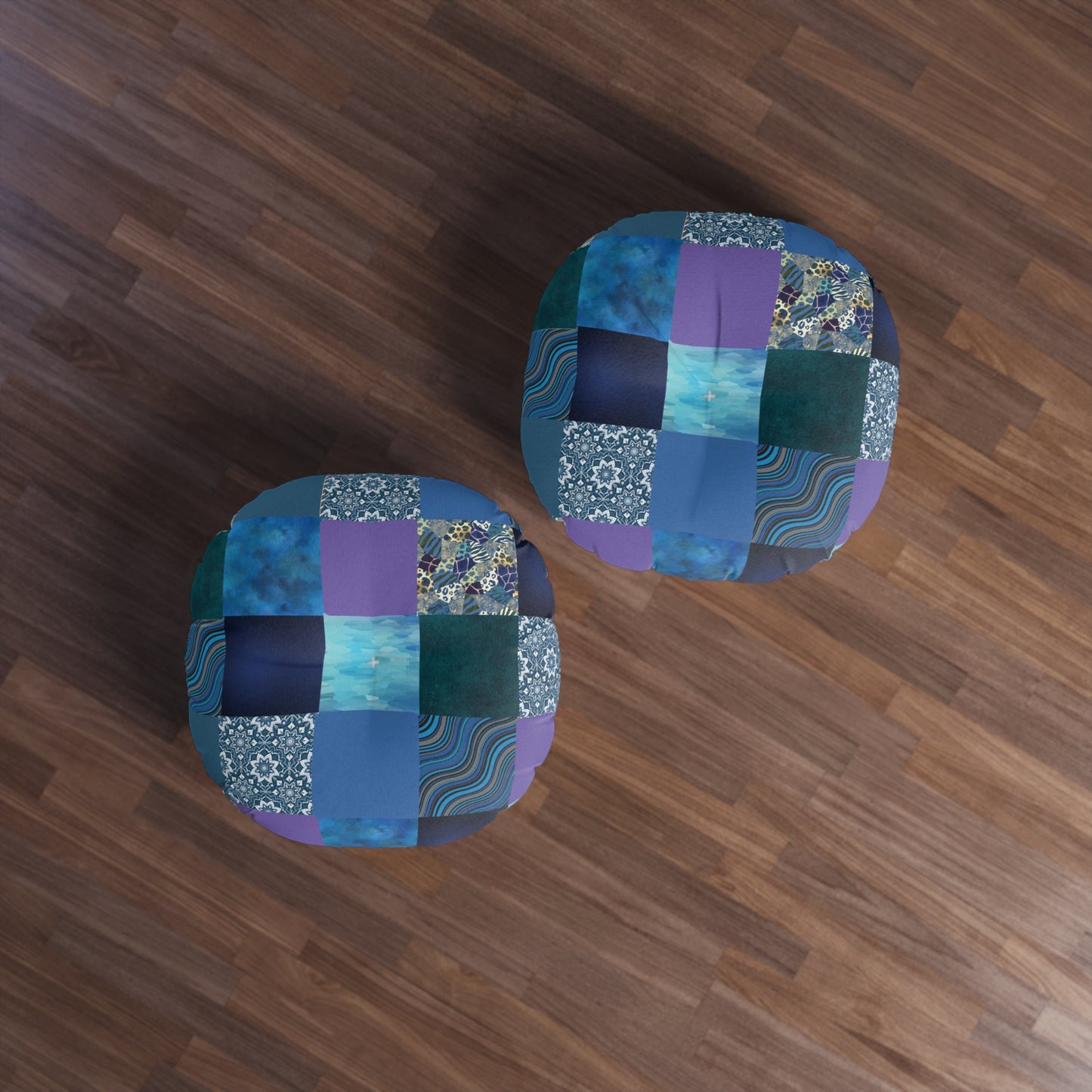 Blue Patchwork Meditation Cushion