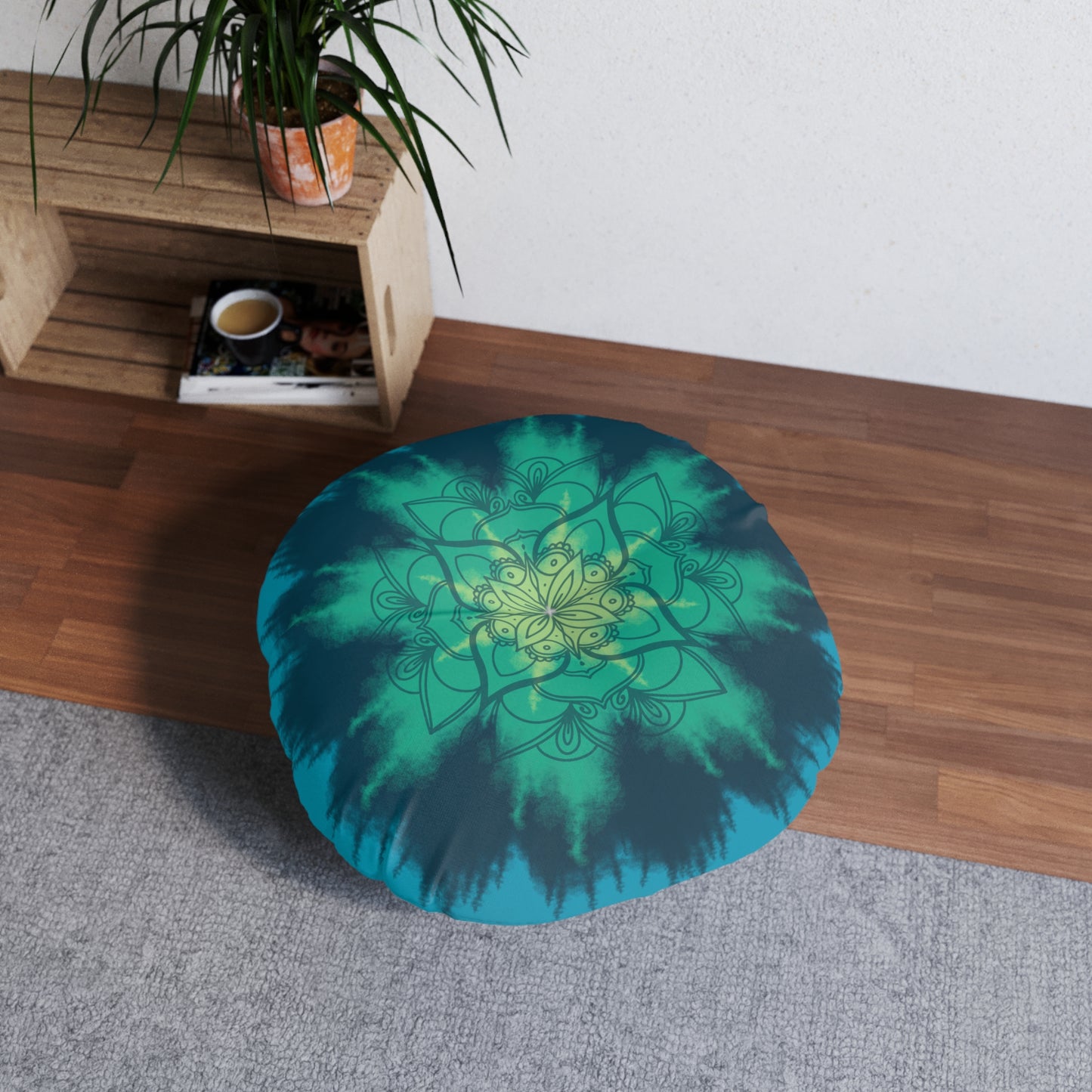 Blue Tie Dye Flower Meditation Cushion