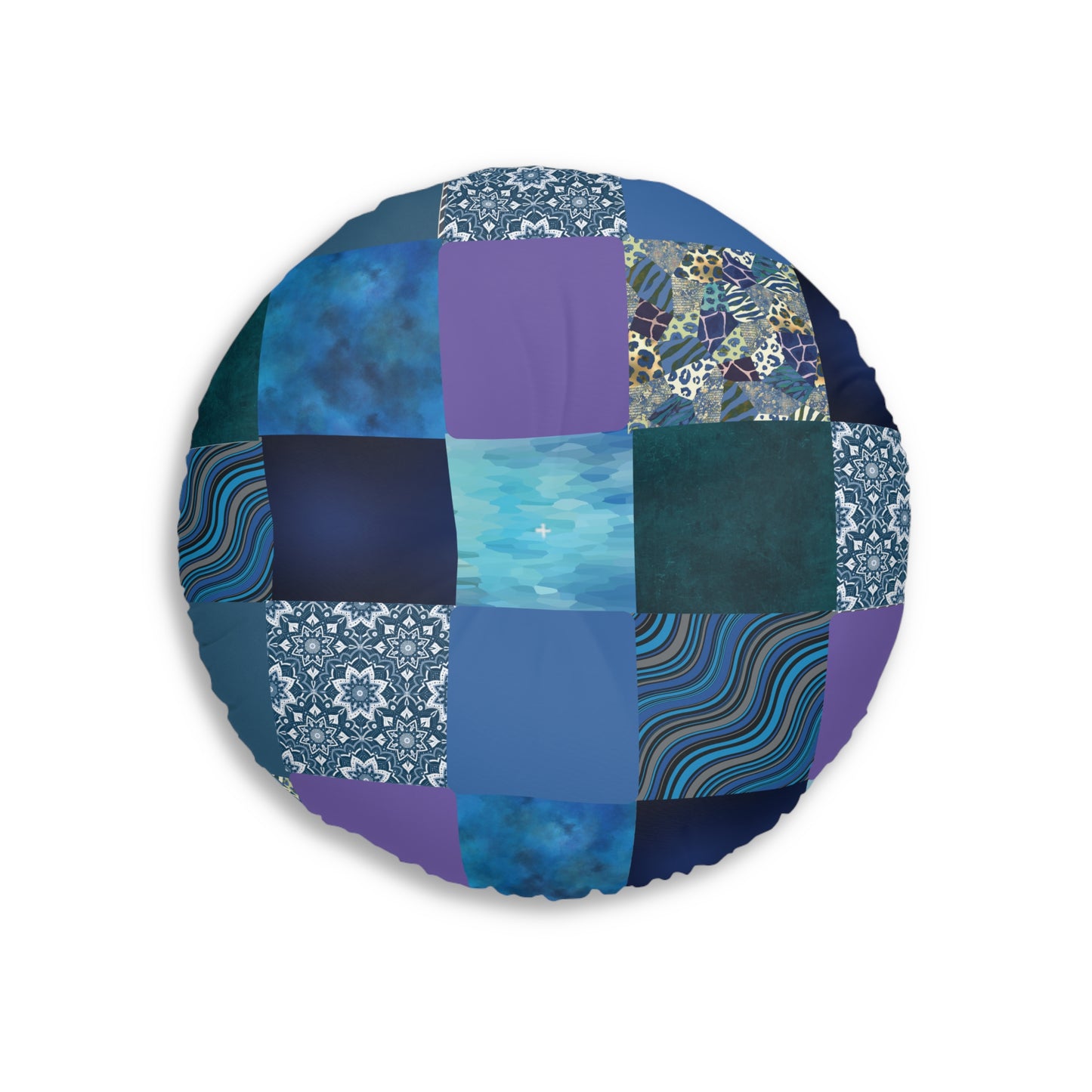 Blue Patchwork Meditation Cushion