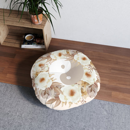 Latte Floral Yin Yang Meditation Cushion