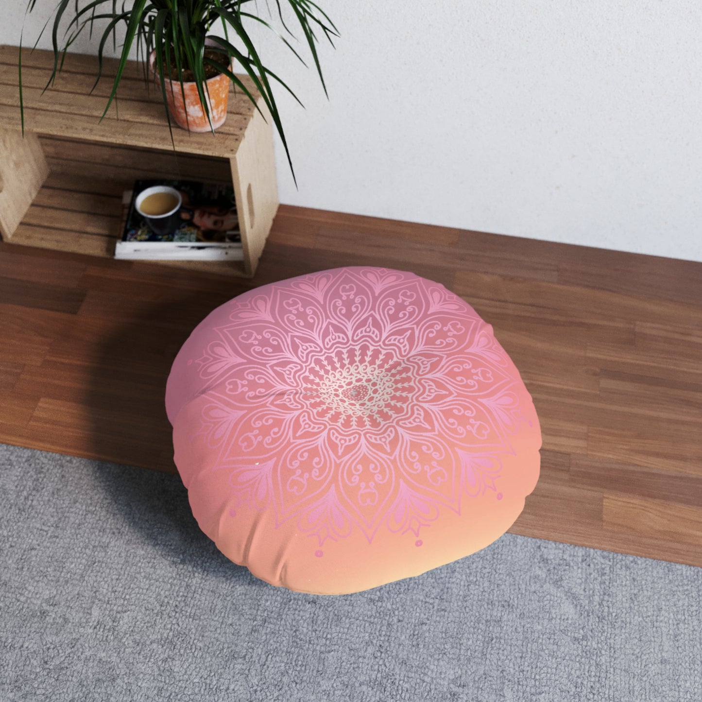 Sunset Pink Mandala Meditation Cushion